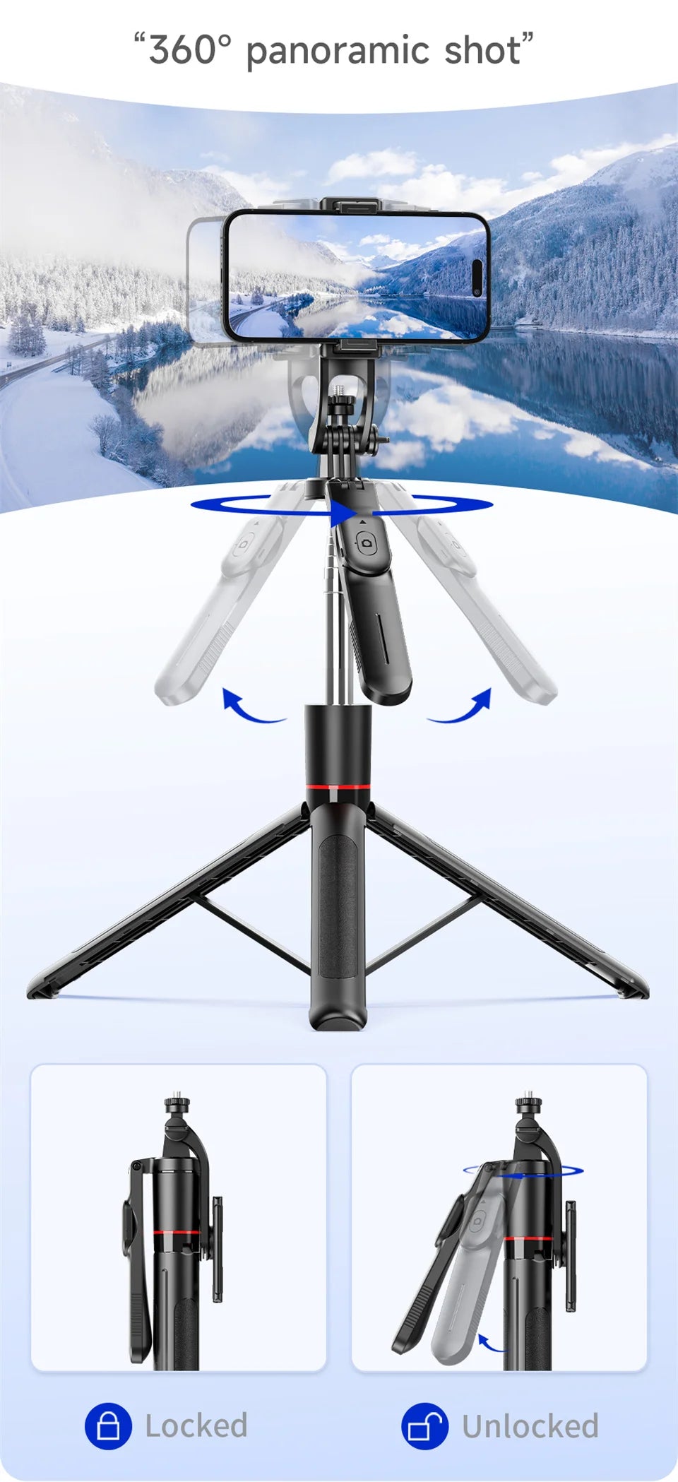 MEUYAG F16 170cm Selfie Stick Tripod with Fill Light