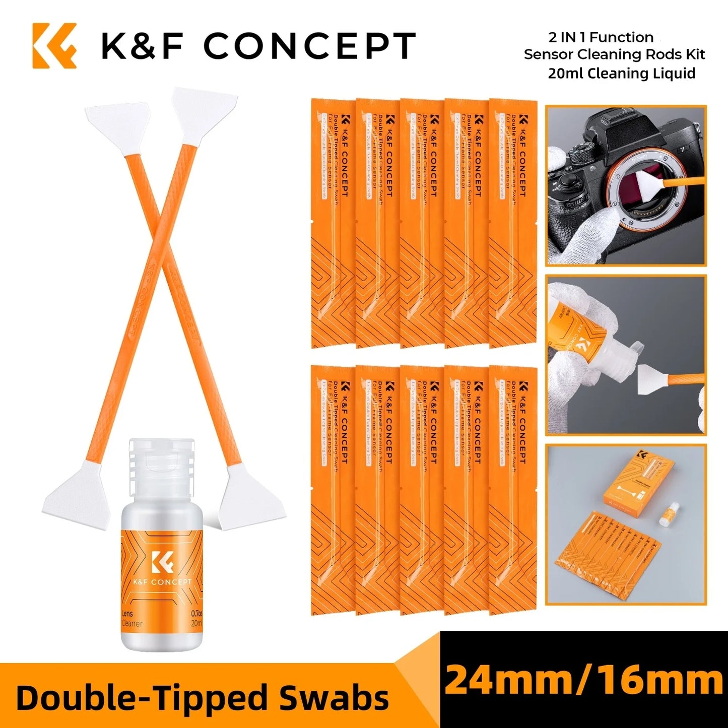 K&F Concept 10-Pack Camera Sensor Cleaning Swab Kit