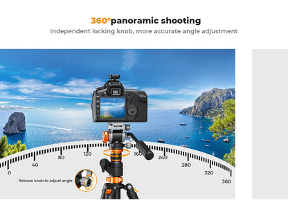 K&F T254A7 231cm Fluid Head Tripod with Transverse Column