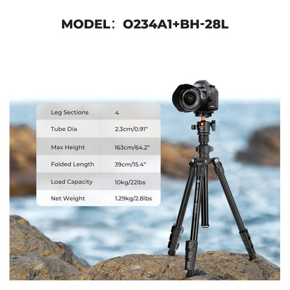 K&F Concept O234A1 Aluminium Travel Tripod