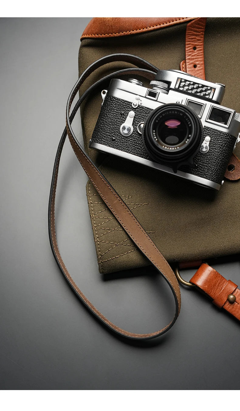 Camera Hub Essentials Genuine Leather Camera Shoulder Strap - Crazy horse color
