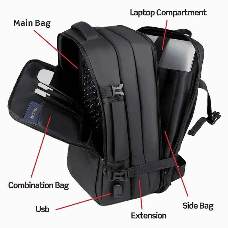SWISS MILITARY Travel  Laptop Backpack Men 17 Inch Multi Pocket Expandable Backpack Waterproof USB School Backpack Business Bag