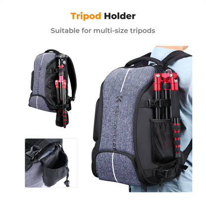 K&F Concept 25L Camera Backpack with Tripod Strap & Rain Cover - Black