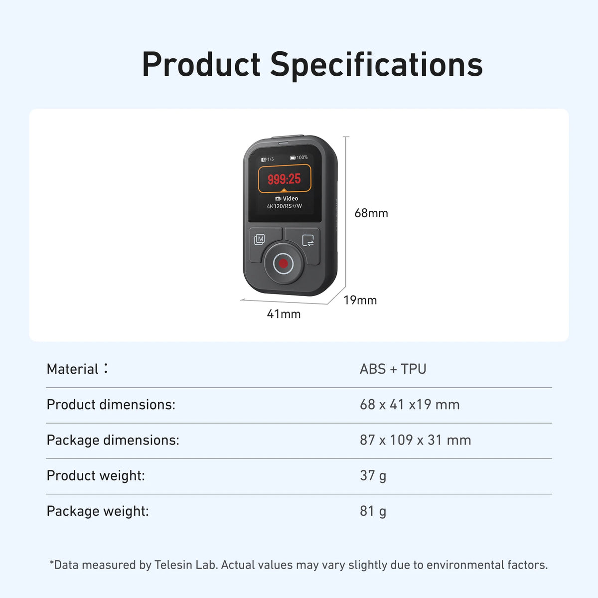 TELESIN Bluetooth Remote for DJI Osmo Action 4 / 5 / 6