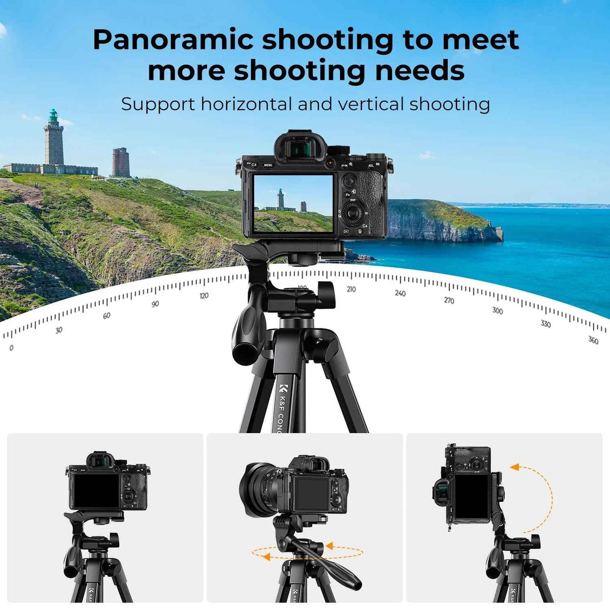 K&F B174A1 152cm Aluminium Tripod with Bluetooth Remote