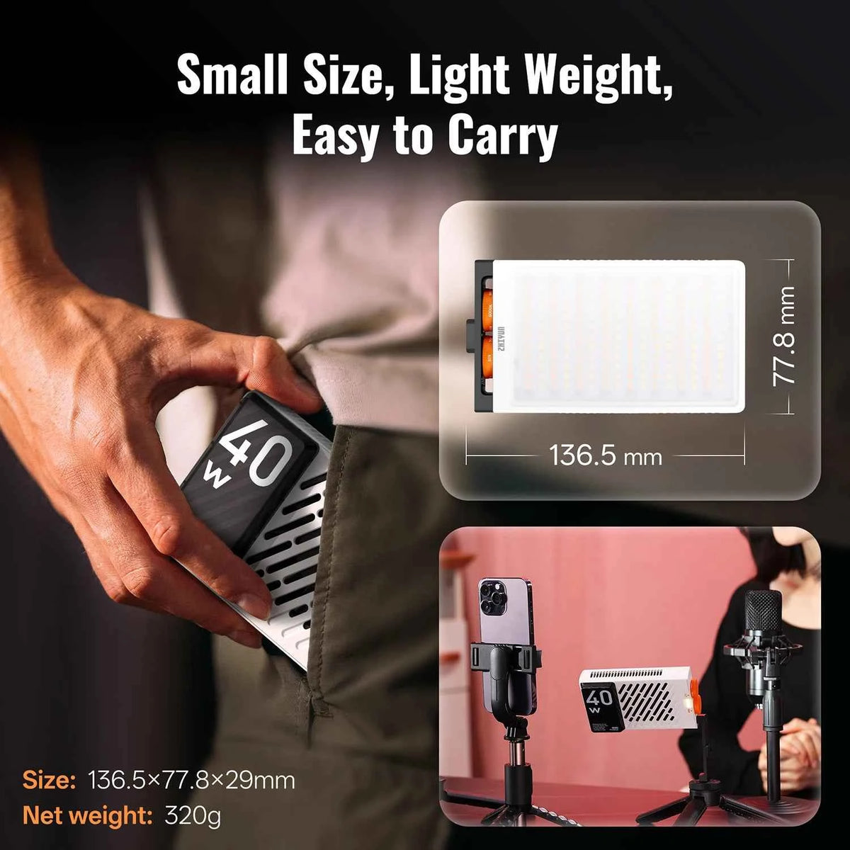 Zhiyun FIVERAY M40 40W Pocket LED Video Light