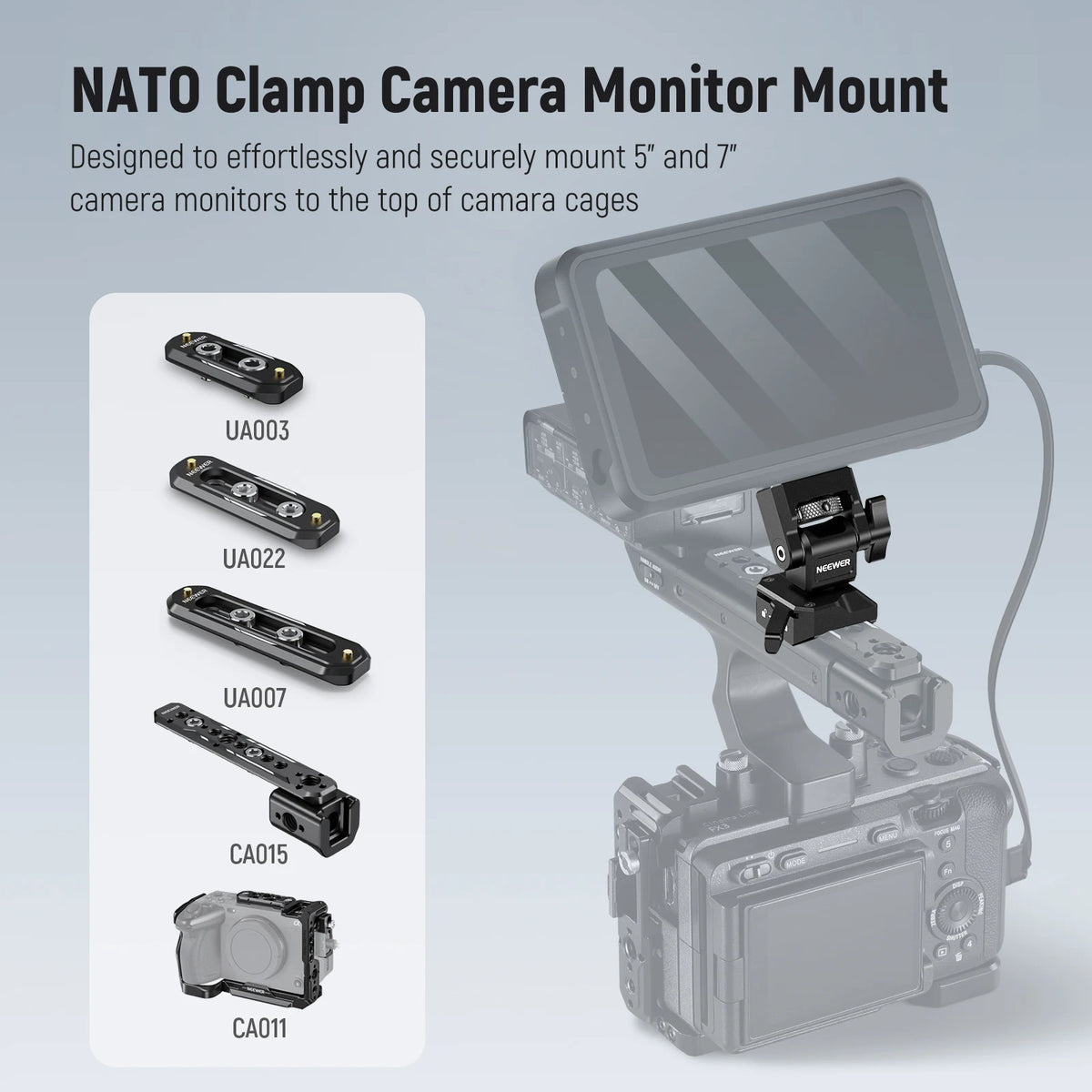 NEEWER Adjustable Camera Monitor Mount with Cold Shoe