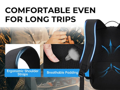 BAGSMART Expandable Camera Backpack with 15.6 Inch Laptop Compartment