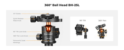 K&F S225A0 52cm Mini Desktop Tripod with Ball Head
