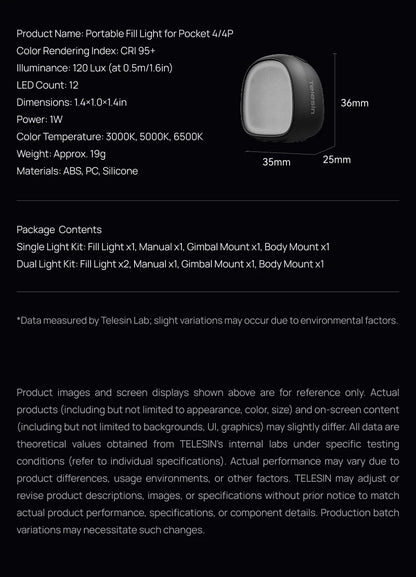 TELESIN Magnetic Mini Fill Light for DJI Osmo Pocket