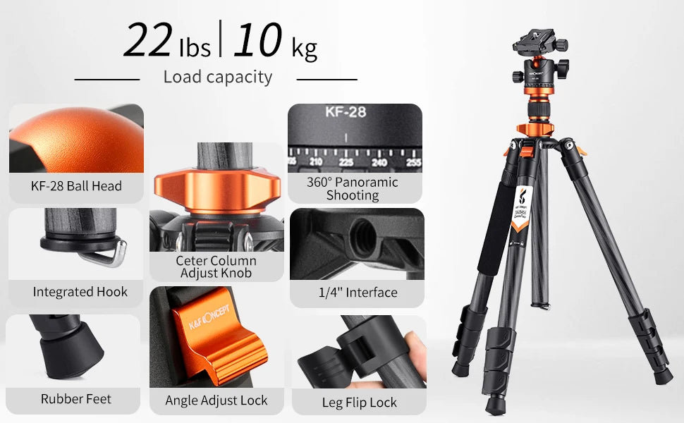 K&F Concept D254C1 63-Inch Carbon Fibre Monopod Tripod