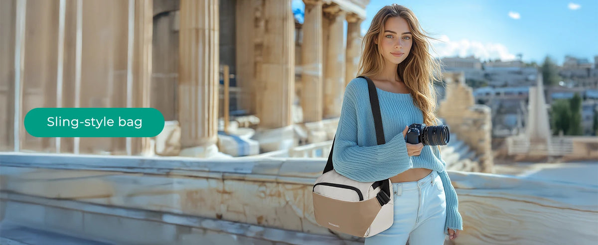 BAGSMART Camera Sling Bag with Tripod Holder
