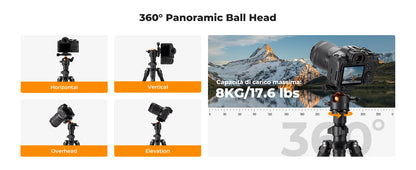 K&F Concept 76.7-Inch Rotatable Multi-Angle Camera Tripod