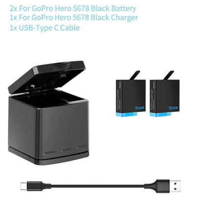 TELESIN 1220mAh Battery & 3-Slot Charger Kit for GoPro HERO 5-8