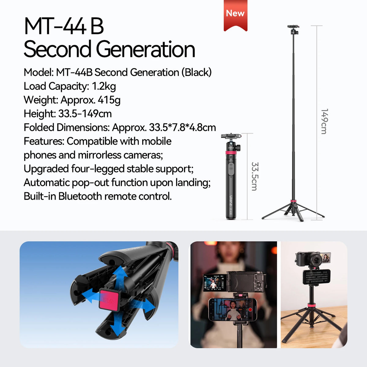 Ulanzi MT-44 Extendable Vlog Tripod - CameraHUB