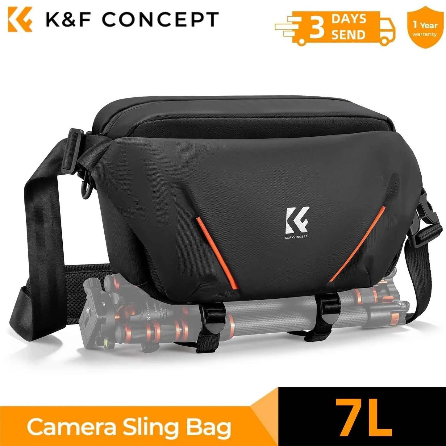 K&F CONCEPT 7L Lightweight Camera Sling Bag Travel Photography Shoulder Bag For Canon Sony Nikon DSLR Camera Case Tripod Holder
