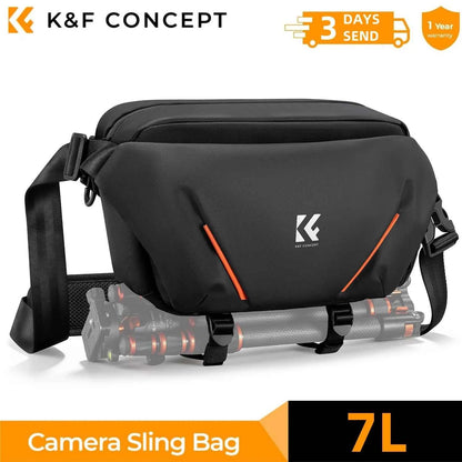 K&F CONCEPT 7L Lightweight Camera Sling Bag Travel Photography Shoulder Bag For Canon Sony Nikon DSLR Camera Case Tripod Holder