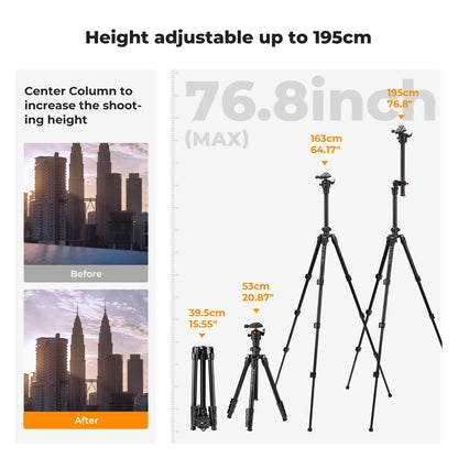 K&F Concept 76.7-Inch Rotatable Multi-Angle Camera Tripod