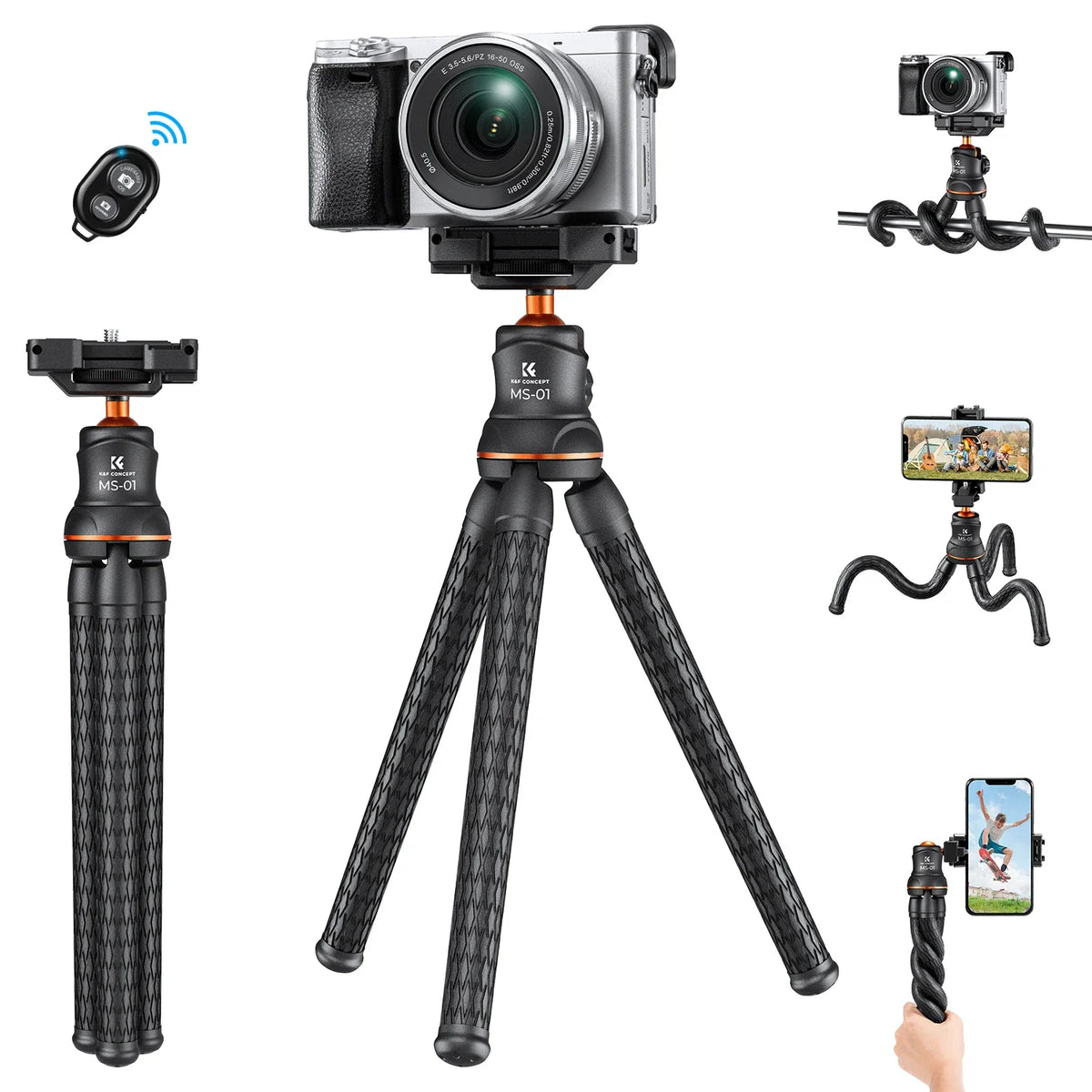K&F MS01 Flexible Mini Phone Tripod with Remote