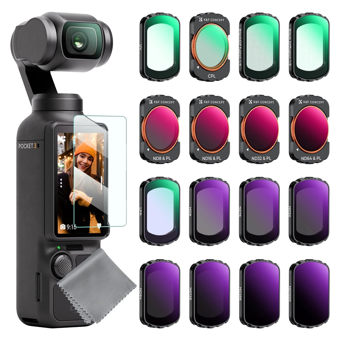 K&F Concept DJI Osmo Pocket 3 Filter & Lens Kit - 6Pcs Filter Set