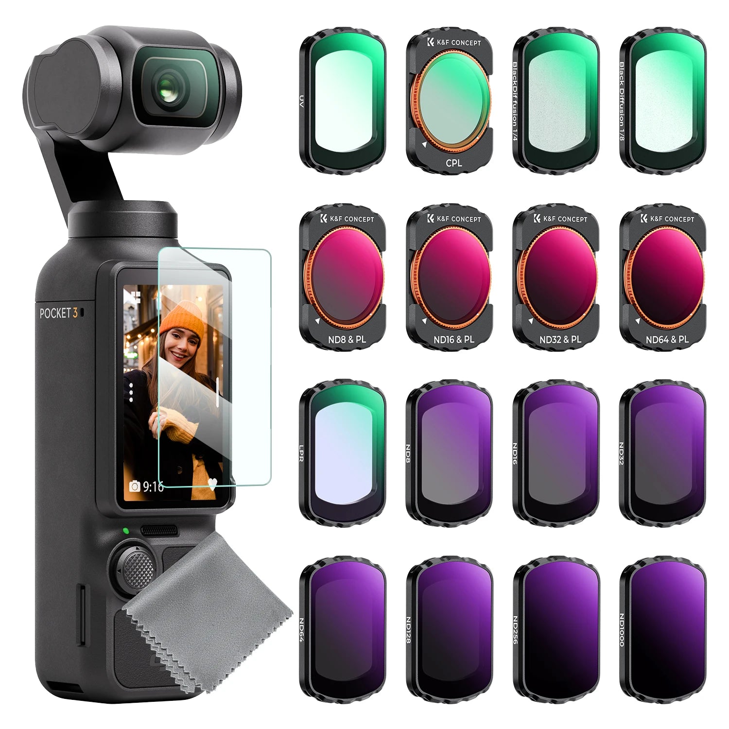 K&F Concept DJI Osmo Pocket 3 Filter & Lens Kit - 6Pcs Filter Set