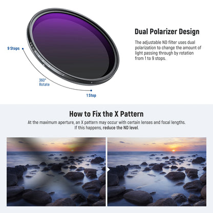 NEEWER ND2-ND400 Variable Neutral Density Lens Filter