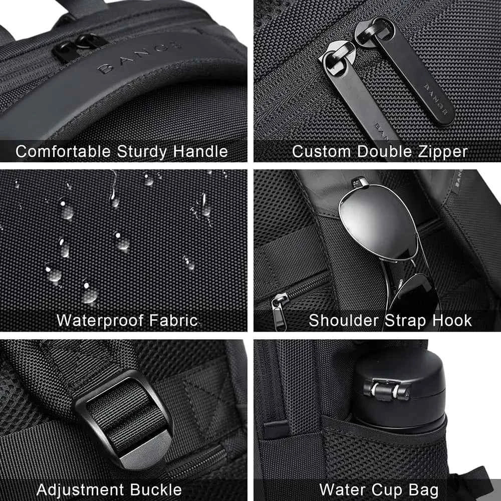 BANGE Lightweight 15.6 inch Laptop Backpack Waterproof USB Charge Port Multifunctional Travel Hiking School Bag Mochila for Men
