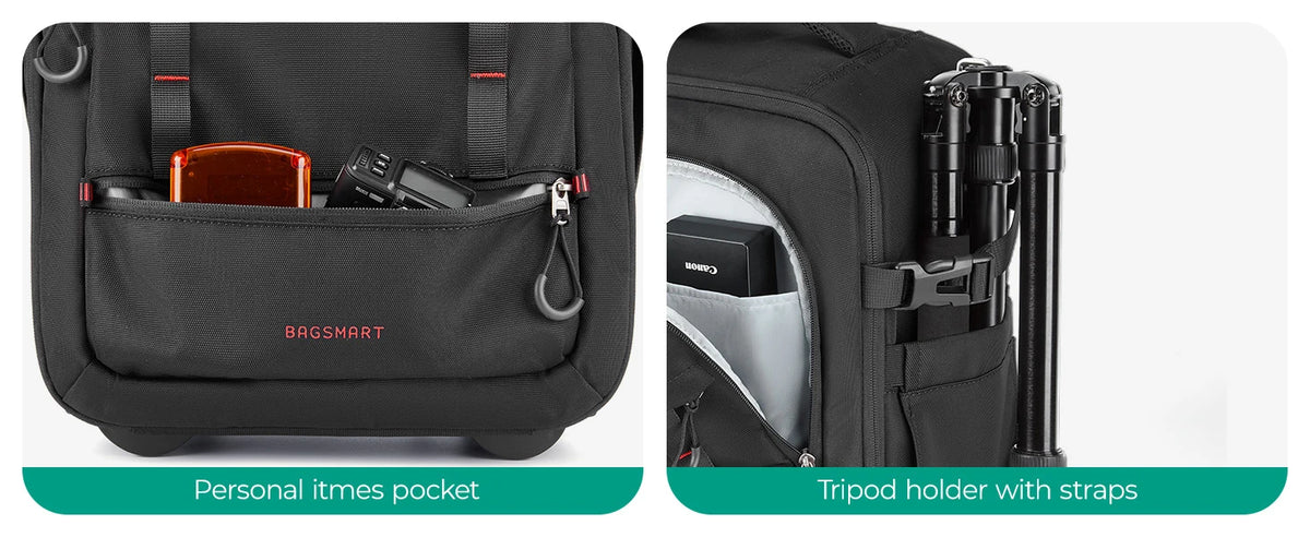 BAGSMART Rolling Camera Bag Backpack