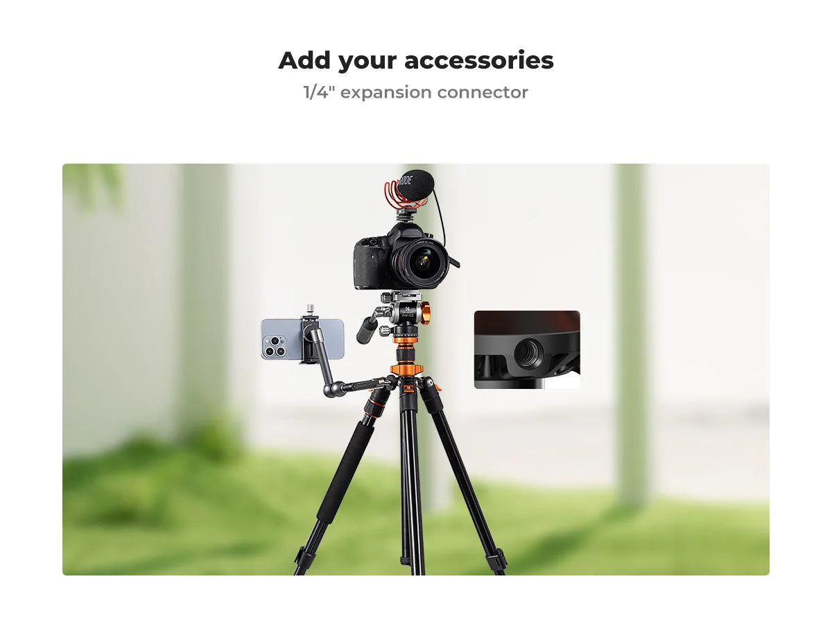 K&F Concept 83-Inch Aluminium Video Tripod with Fluid Head