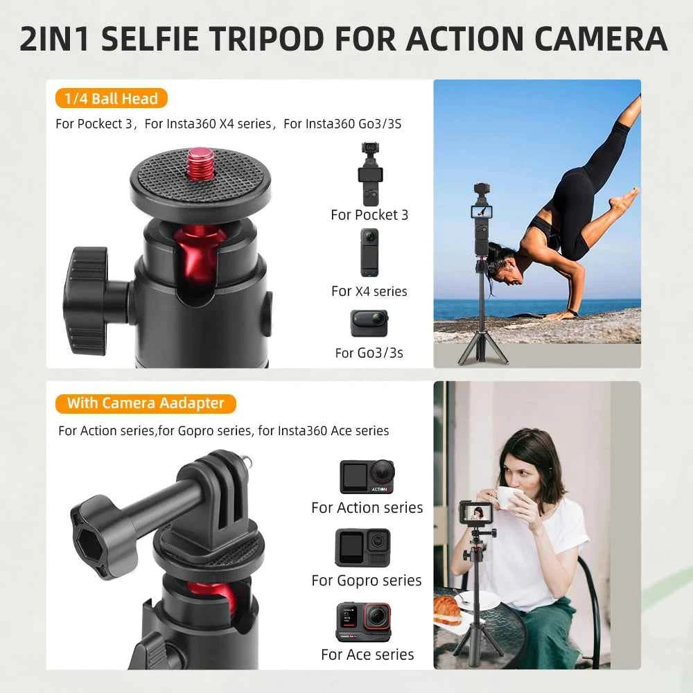 Flymile Extendable Selfie Stick Tripod for Action Cameras