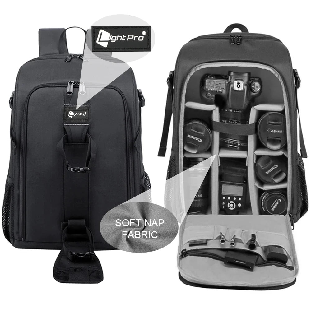 Large Capacity DSLR Camera Backpack with 15.6 Inch Laptop Compartment