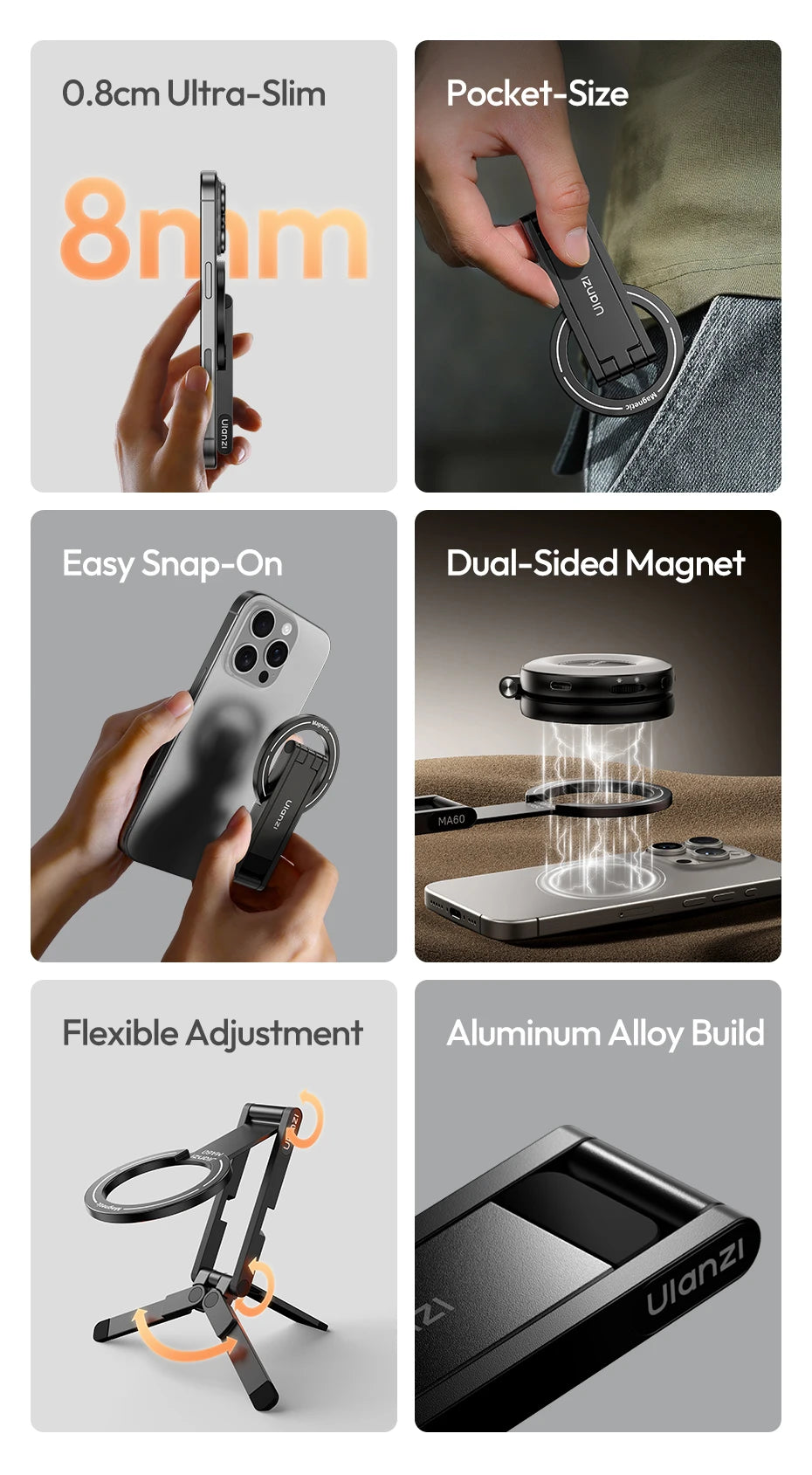 Ulanzi MA60 Ultra-Slim Magnetic Phone Tripod