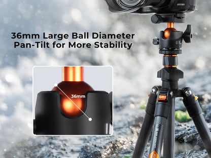 K&F Concept K254C2 Carbon Fibre Travel Tripod with 36mm Ball Head
