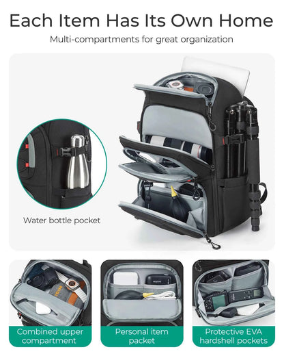 BAGSMART Camera Backpack with 15.6 Inch Laptop Compartment
