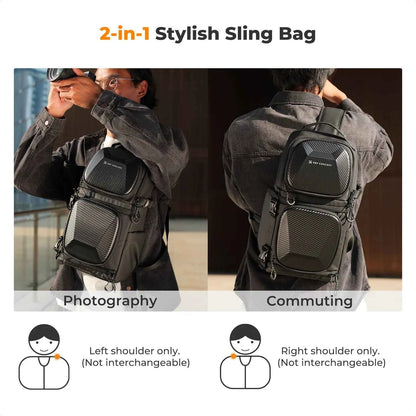 K&F CONCEPT 10L Camera Sling Bag Hardshell Photographers Shoulder Bag Crossbody Backpack Camera Bag For Sony Canon Nikon DSLR