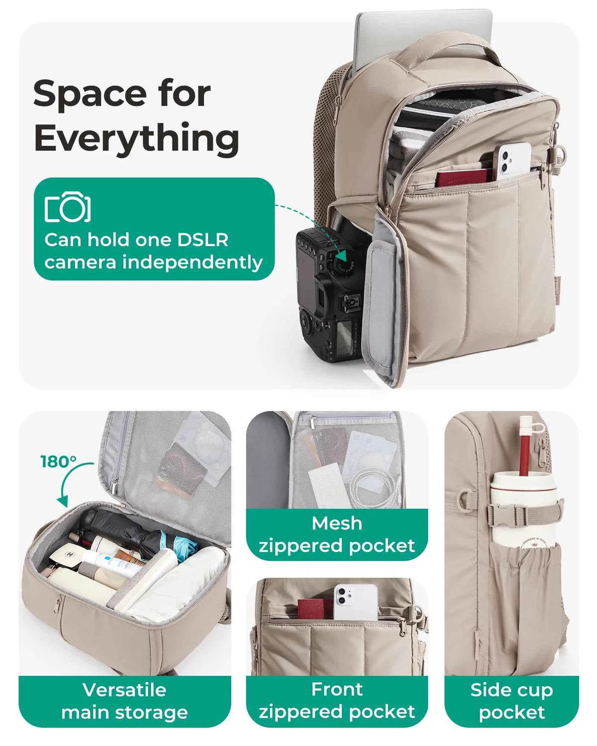 BAGSMART Multifunctional DSLR Camera Backpack