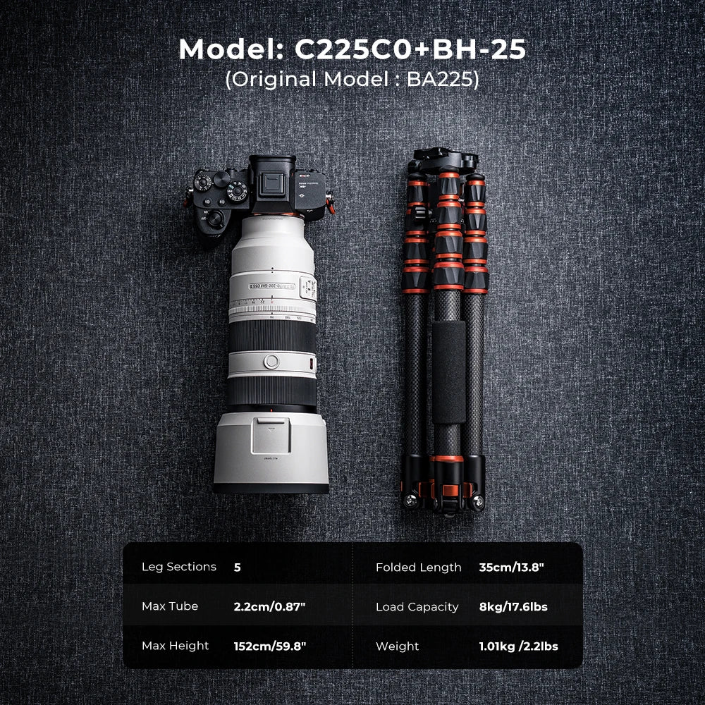 K&F Concept BA225 60-Inch Carbon Fibre Monopod Tripod