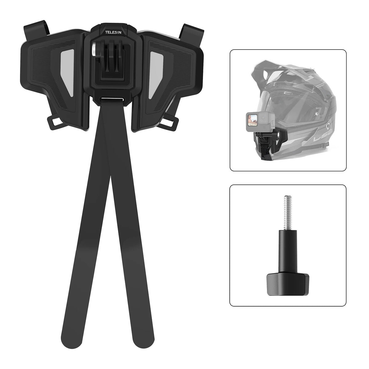 TELESIN Foldable Motorcycle Helmet Chin Mount - CameraHUB