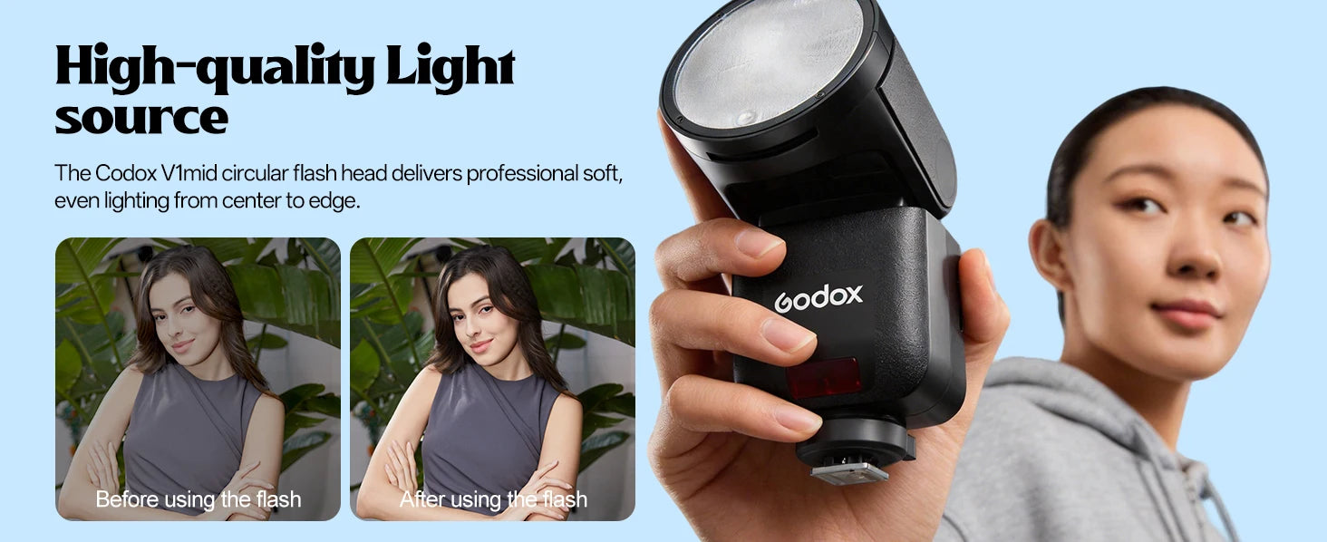 Godox V1 Mid TTL Li-Ion Round Head Camera Flash - V1 mid UK