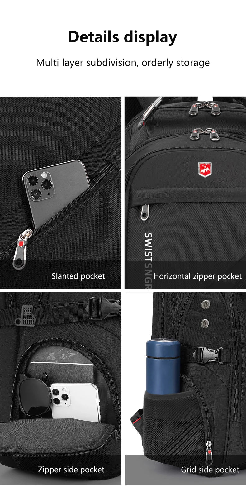 Water-Resistant 17–20-inch Laptop Travel Backpack