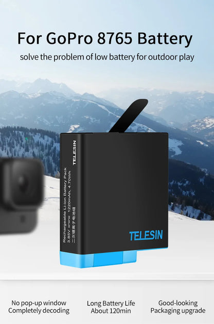 TELESIN 1220mAh Battery & 3-Slot Charger Kit for GoPro HERO 5-8