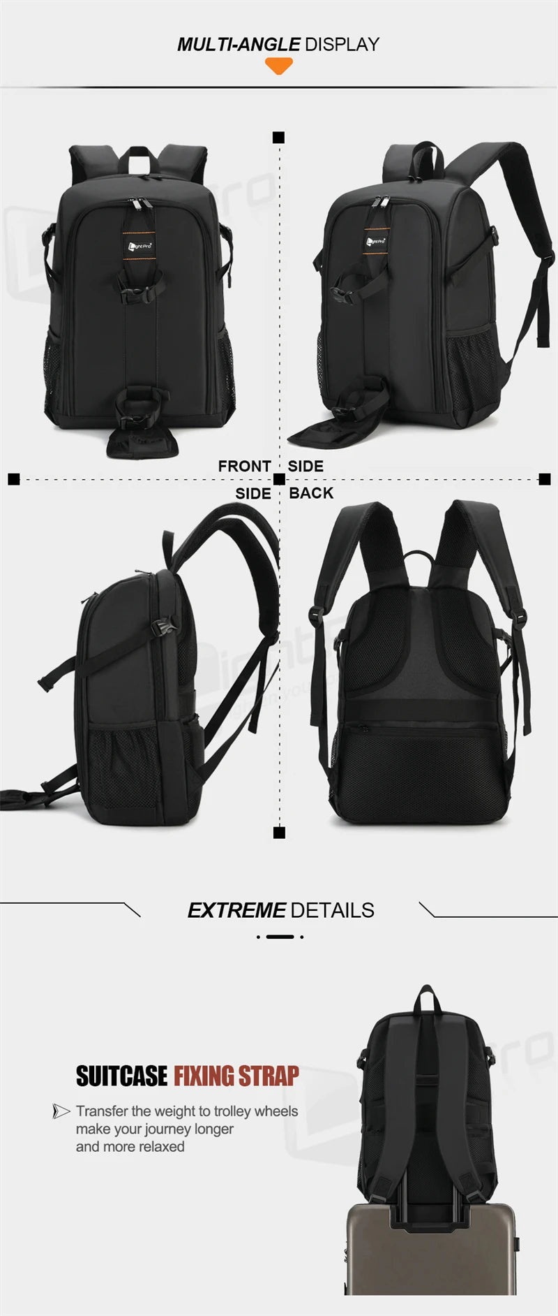 Large Capacity DSLR Camera Backpack with 15.6 Inch Laptop Compartment