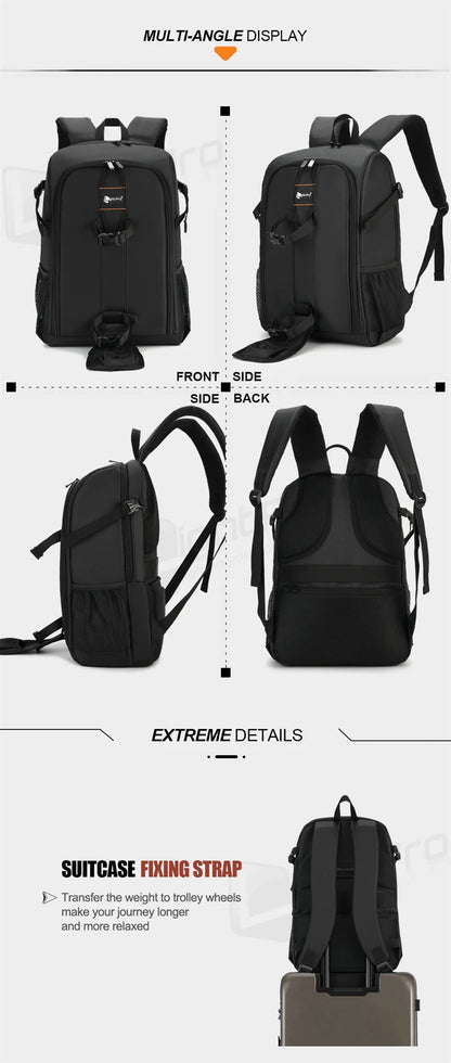 Large Capacity DSLR Camera Backpack with 15.6 Inch Laptop Compartment