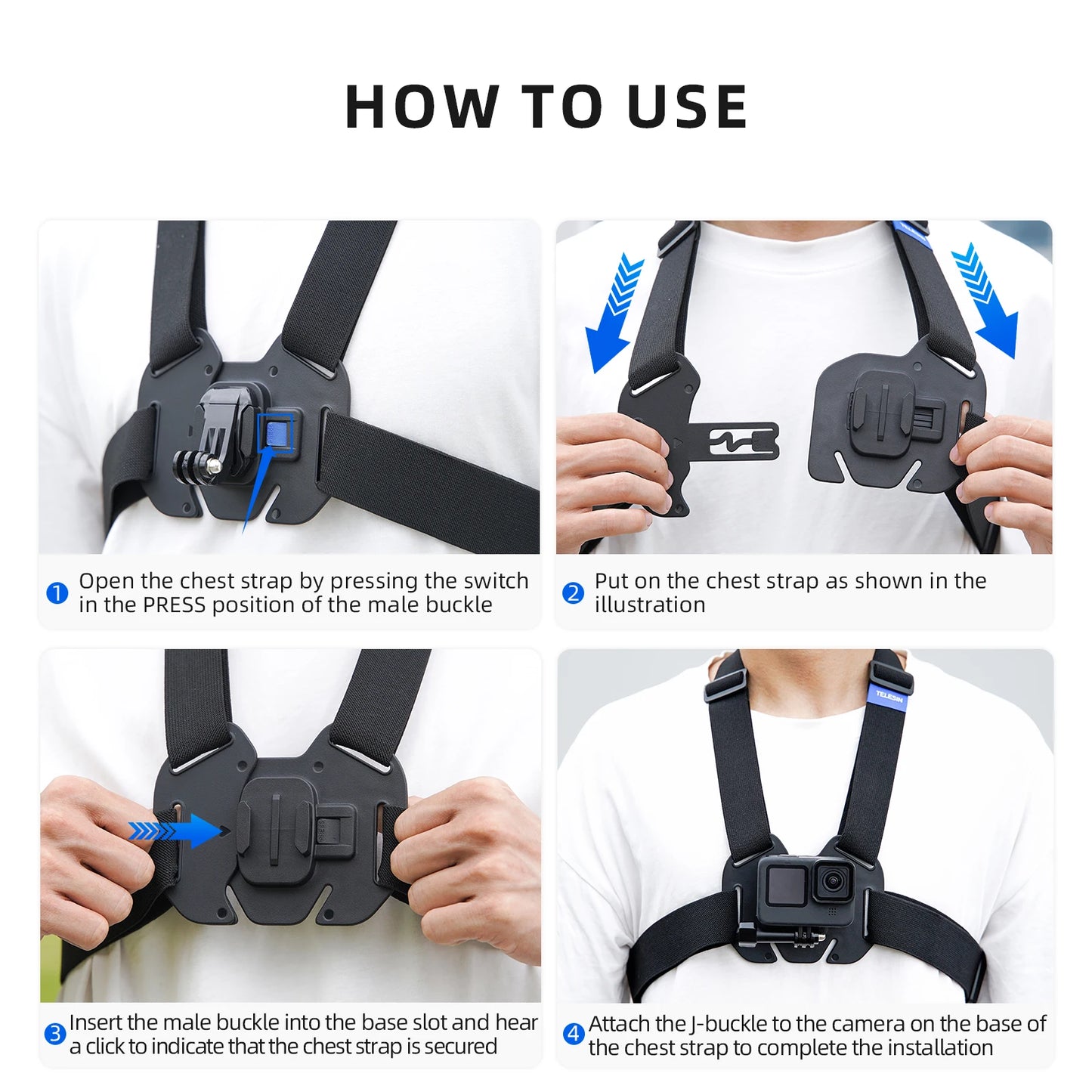 TELESIN Action Camera Chest Harness Mount