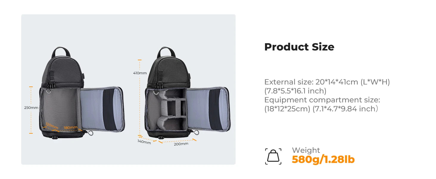 K&F Concept 10L Camera Sling Bag for DSLR & Mirrorless Cameras