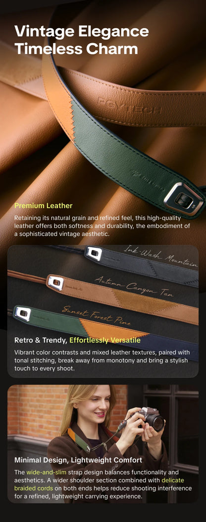 PGYTECH Leather Camera Strap Air Quick Release 80–136cm