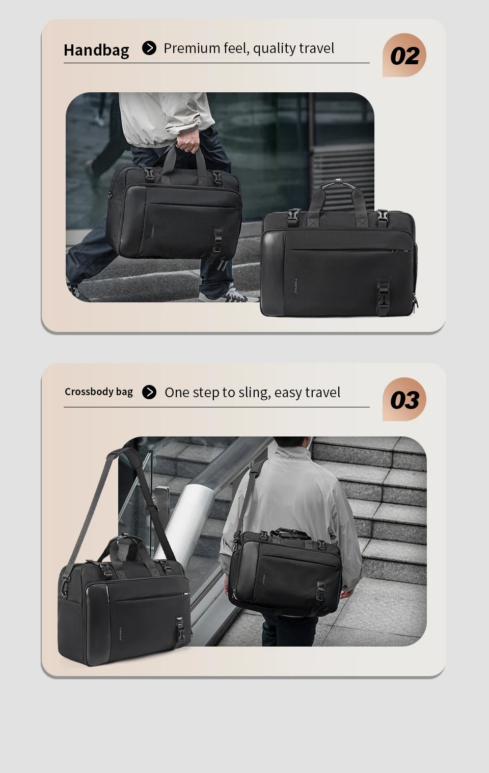 TIGERNU 17 Inch 3-in-1 Laptop Travel Backpack