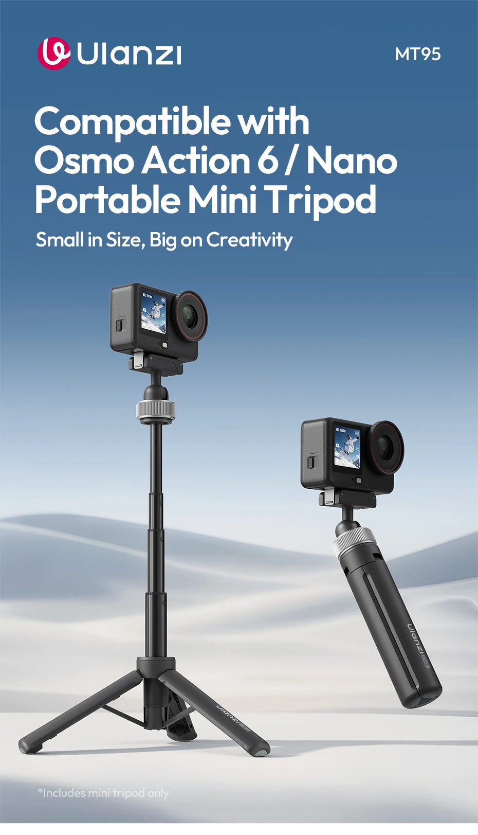 Ulanzi MT95 Mini Tripod & Selfie Stick for Action Cameras