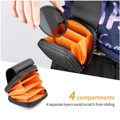 K&F Concept Waterproof 4-Slot Lens Filter Case for 37-95mm Filters