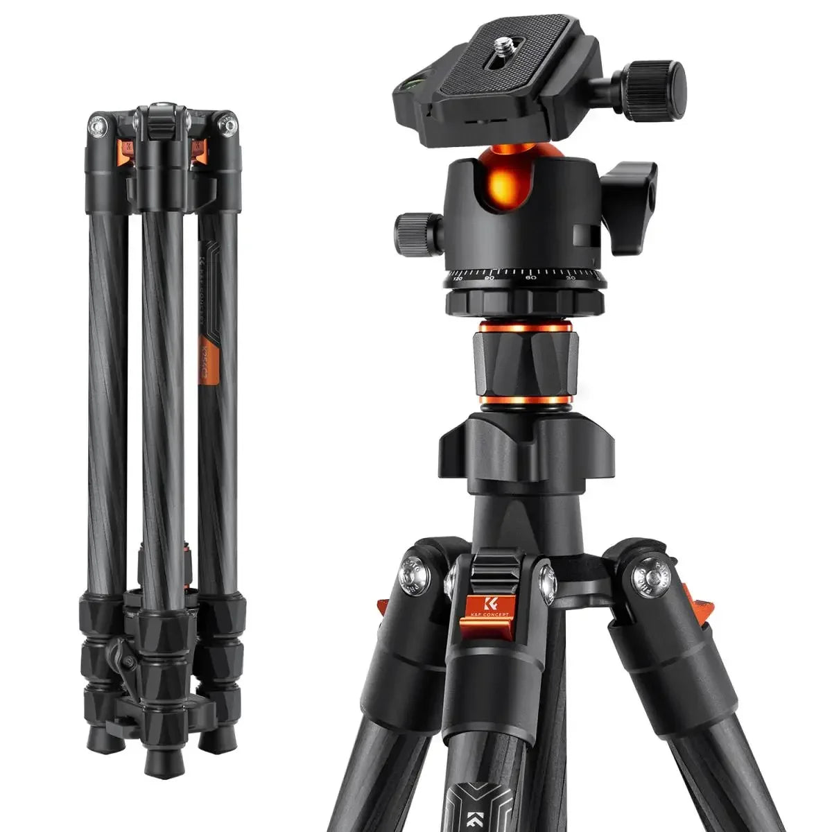 K&F Concept K254C2 Carbon Fibre Travel Tripod with 36mm Ball Head
